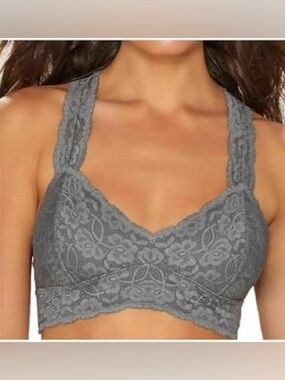 Free People Lace Racerback Bralette in Gray